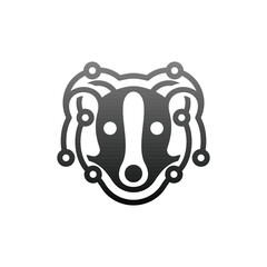 Badger Face Circuit Technology modern logo design, connection network logo template