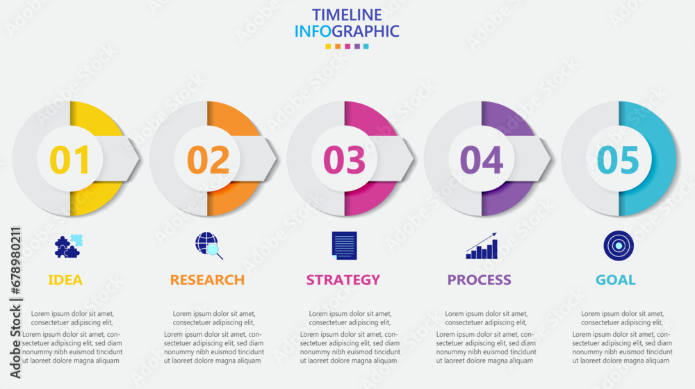 Poster infographic template for business. modern timeline infograph with 5 steps.