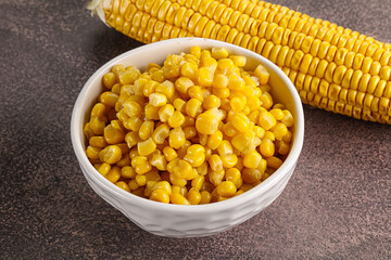 Marinated corn in the bowl