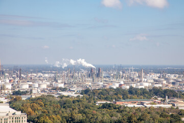aerial of oil industry near Baton Rouge, Louisiana