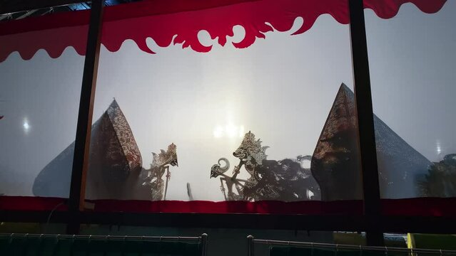 Silhouette of wayang kulit or shadow puppets from Java, Indonesia