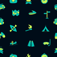 Adventure seamless pattern design. Seamless pattern with doodle adventure elements.