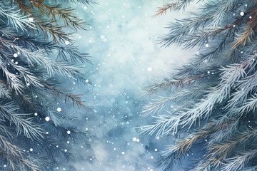 A Christmas template with pine cones, snowflakes, and a snowy pine tree branch. Perfect for holiday patterns and decoration. This description is AI Generative.