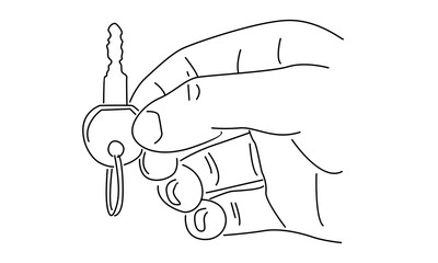 line art of hand holding key
