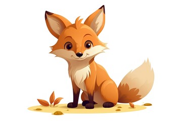 Obraz premium a simple drawing for a childrens book of a fox, comic, modern illustration style. white background. generative AI