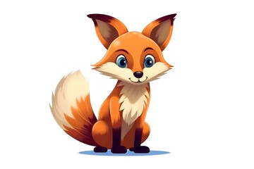 Obraz premium a simple drawing for a childrens book of a fox, comic, modern illustration style. white background. generative AI