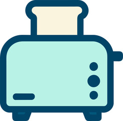 Simple design icons of the toaster with pieces of bread sticking out.