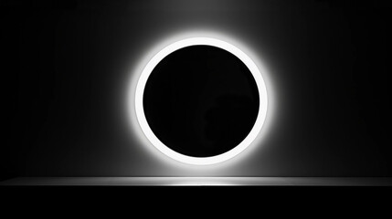 A White Ring Encircling a Dark Black Void With Copy Space