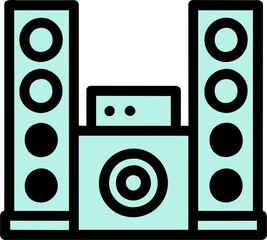 Fototapeta premium Stereo with two tall speakers and a center unit.