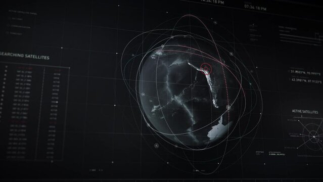 Special forces preparing for a secret operation in Bolivia. Checking the situation in the country. Using satellite data to analyze the location. Computer screen close-up. User interface.