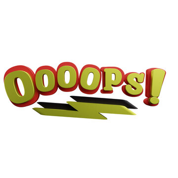 3 D illustration of oooops sticker icon