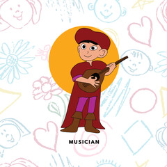 Flat  Illustration A Young Child Aspiring To Be A Musical Vector 