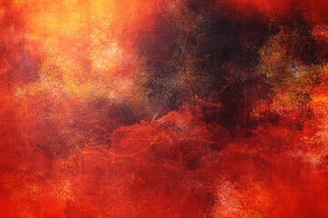 Abstract texture oil painting on canvas in orange, black and yellow color, background. Artistic...