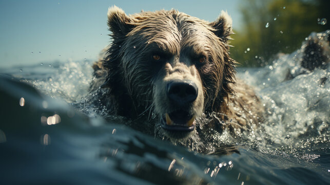 dog in water HD 8K wallpaper Stock Photographic Image