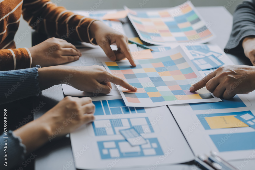 Wall mural ux graphic designer creative sketch planning application process development prototype wireframe for