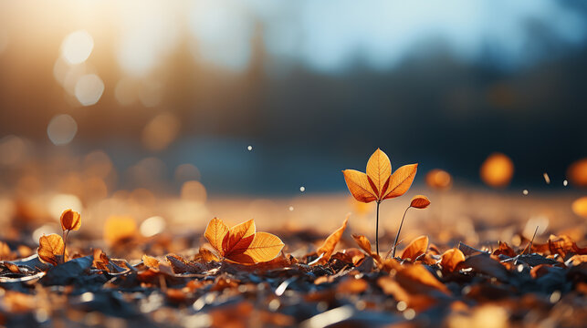 autumn leaves in the wind HD 8K wallpaper Stock Photographic Image