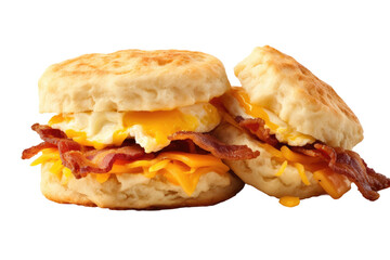 Hearty Breakfast Combo: Bacon Egg Cheese Biscuit and Hash Isolated on Transparent Background - obrazy, fototapety, plakaty