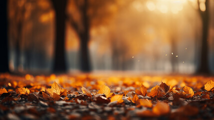 autumn leaves on the fire HD 8K wallpaper Stock Photographic Image - obrazy, fototapety, plakaty