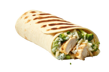 Flavorful Chicken Alfredo wrap Tortilla Ensemble Isolated on Transparent Background