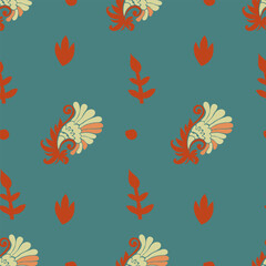 Blooming flowers seamless print, floral decoration