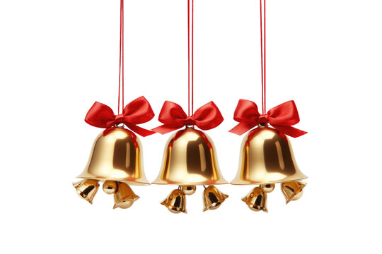Classic Christmas Bells Ensemble Isolated on Transparent Background