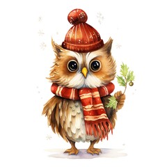 Cute Owl Caroler Clipart