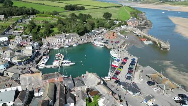Padstow Cornwall UK drone , aerial , high angle summer blue sky