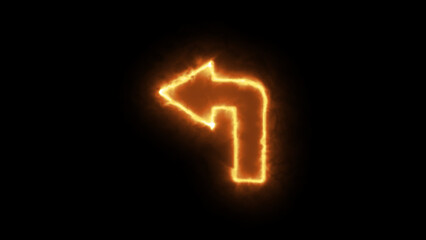 Fire effect directional arrow sign. fire arrow sign and symbol. Colorful and shining retro light sign. Glowing Fire effect arrow pointers on black background.