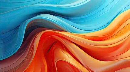 Abstract Wallpaper. Dark Orange and Light Cyan Colors in a Sea of Waves.