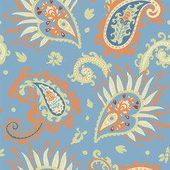 Paisley floral composition with blooming leaves