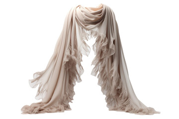 Elegance Unveiled: Fringe Lace Overlay Chiffon Scarf Isolated on Transparent Background