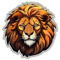 Round Lion Sticker Illustration Vector Design Isolated on Transparent or White Background, PNG