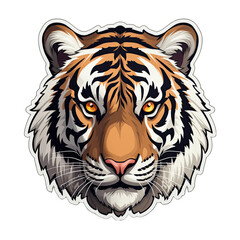Round Tiger Sticker Illustration Vector Design Isolated on Transparent or White Background, PNG