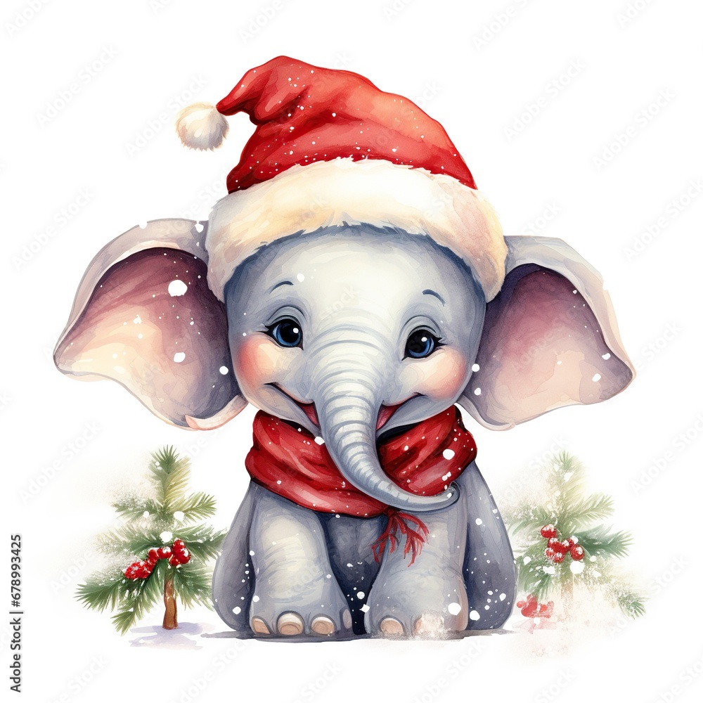 Wall mural joyful christmas elephant clipart