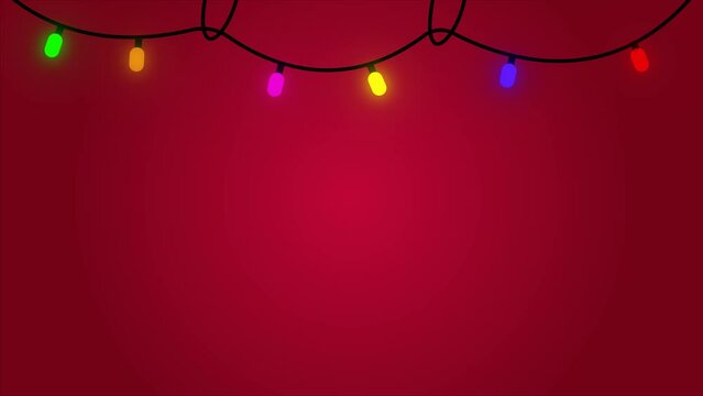 animation christmas decotation lights isolated background. christmas glowing garlands. Vector. copy space. illustration