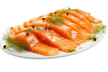 Gourmet Delight: Smoked Salmon Slices Isolated on Transparent Background