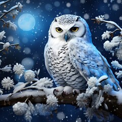 Joyful Snowy Night Owl Clipart