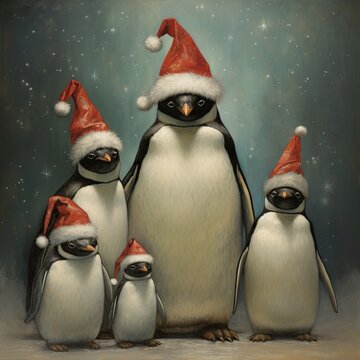 penguins on the christmas tree