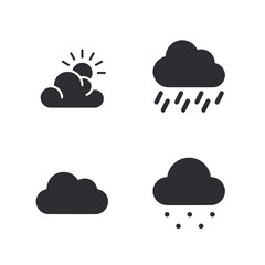 Set of Cloud icon for web app simple silhouettes flat design
