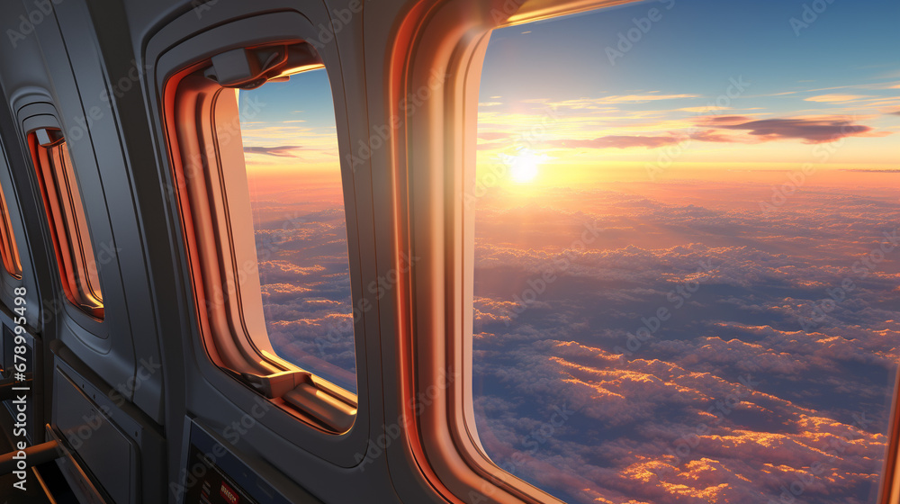 Sticker view from airplane window HD 8K wallpaper Stock Photographic Image