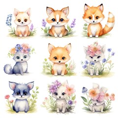 Fototapeta premium set of funny cartoon cats