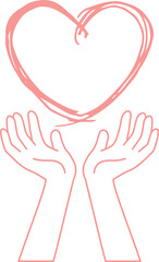 手のひらに浮かぶハートのイラスト