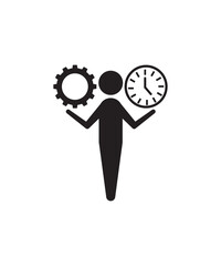 man with time and work icon, vector best flat icon.