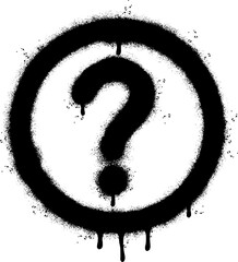 Spray Painted Graffiti Question Icon Sprayed isolated with a white background.