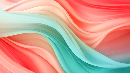 Coral and Mint Fluid Color Waves Abstract Pattern Design