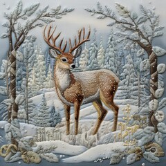 Obraz premium deer in winter forest