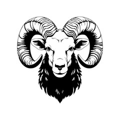 goat ram skull vector illustration for tattoo, printing on t-shirts, posters and other items. animal skeleton drawing. wildlife tattoo symbol design.