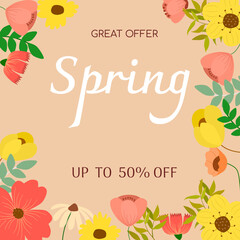 Sale spring background flowers