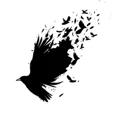 bird, eagle, vector, silhouette, illustration, art, animal, wing, black, nature, symbol, flying, feather, tattoo, design, hawk, birds, fly, dove, logo, wings, icon, crow, raven, wildlife - obrazy, fototapety, plakaty