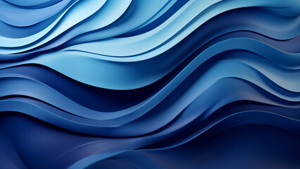 Fluid Midnight Blue and Silver Grey Waves Abstract Pattern